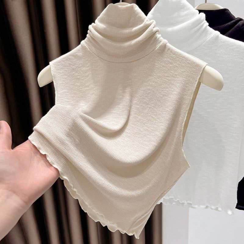 木耳边打底衫薄款保暖假领子百搭女高档卫衣高领毛衣背心黑色短款,淘宝优惠券,粉丝福利购,淘宝优惠卷