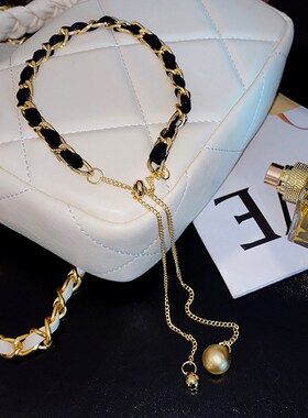 韩国时尚设计感编织项链女可调节抽拉式锁骨链网红气质潮颈链项链