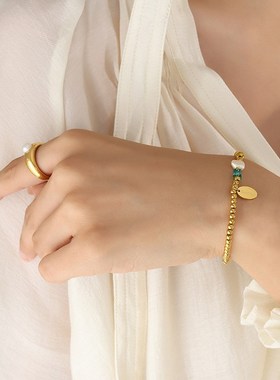 淡水珍珠小金珠拼接串珠手串水晶石手链复古小众不撞款手饰