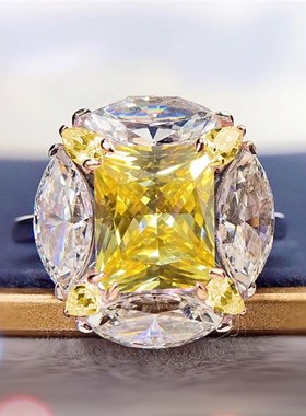 奢华泡泡糖鸽子蛋钻戒水滴圆钻雷迪恩冰花切10克拉人工粉钻戒指女