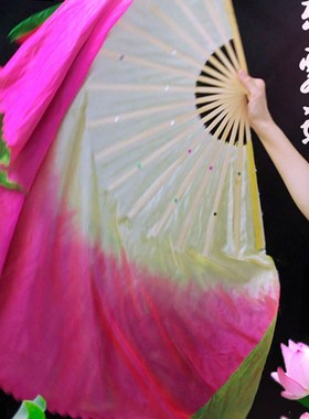 六月清荷舞蹈扇子清河加大双面渐变色风酥雨忆跳舞扇秧歌