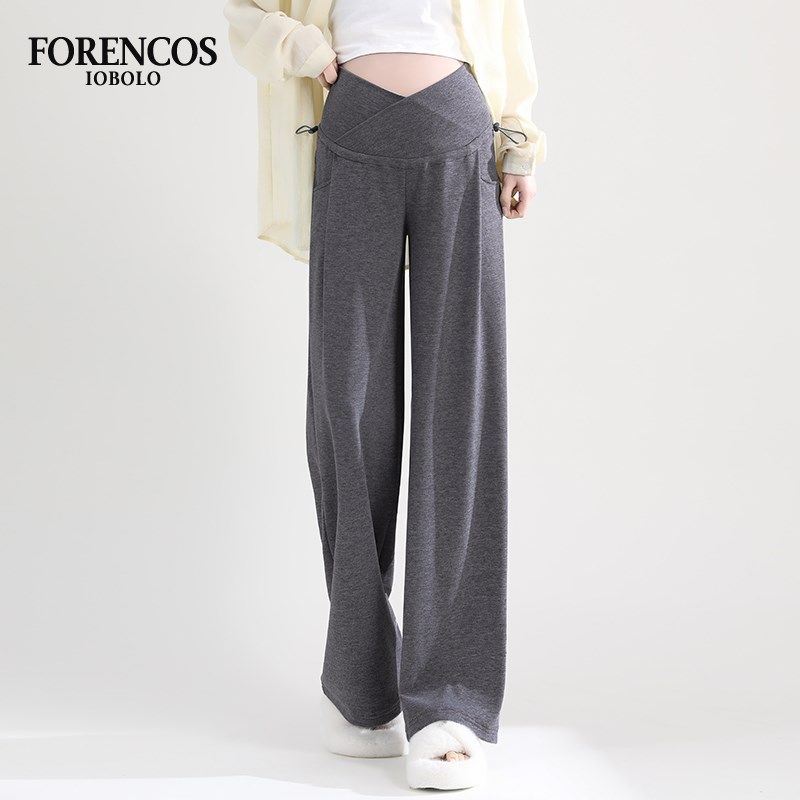 孕妇针织阔腿裤秋冬季加绒加厚小个子外穿直筒大码宽松休闲拖地裤,淘宝优惠券,粉丝福利购,淘宝优惠卷