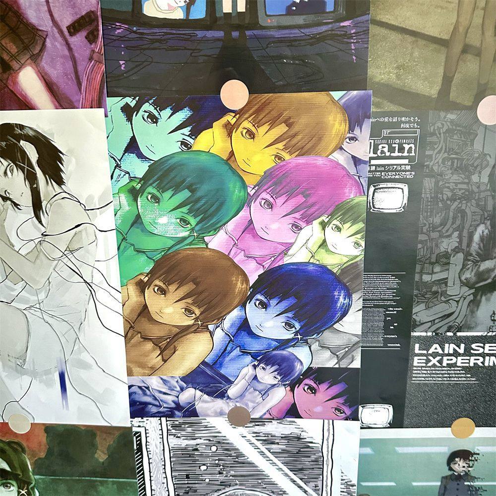 lain铃音海报日系墙贴学生复古宿舍房间卧室墙面装饰漫画贴纸背景,淘宝优惠券,粉丝福利购,淘宝优惠卷