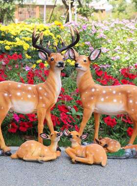 园林花庭院厅堂树脂璃钢动玻园物雕装塑饰品仿真梅花鹿落地大mhl0