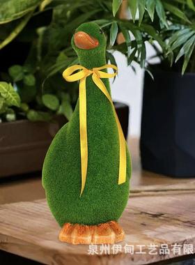 植绒鸭XX052子雕像件花艺园别墅水池园艺景摆树脂工造品跨境热卖