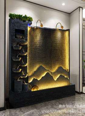 假山流喷泉水摆件墅qy5001庭院客办厅公室隔别断落地景观鱼池招财