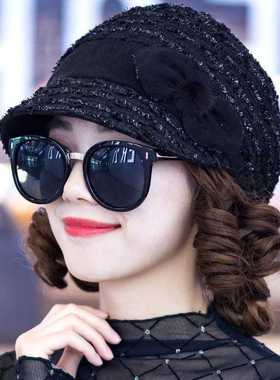 新款直销中老年帽子假发一体女短卷发假发逼真自然帽子带头发秋冬