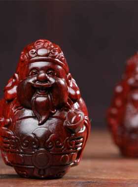 新款直销紫檀财神招财进元 摆件手把件文玩饰品配件趣味 木雕