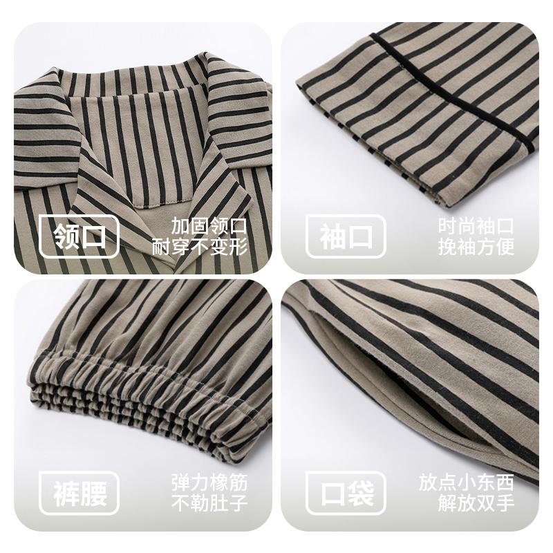 七色纺睡衣男款秋冬季纯棉翻领全棉长袖长裤卡通可外穿家居服套装