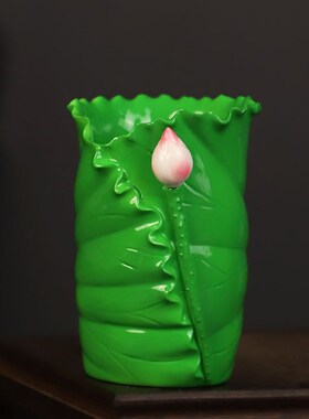 热销陶瓷莲花叶香筒香桶供佛前佛具用品办公书房桌面创意荷叶笔筒