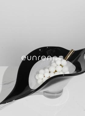 代简约现玻璃水品果盘收纳托盘装PCB样板房间客厅茶几售楼处软饰