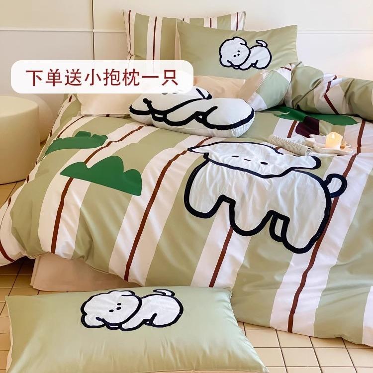 1YLS-2024床卡通棉风100S高长绒四件套可爱数码印花全棉支被套儿 - 图0