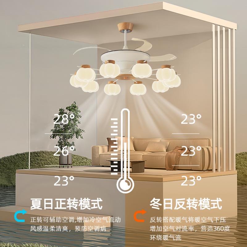 法式奶油风灯客厅大吊灯风扇原木隐中古风厅主灯6912025新款形电 - 图2