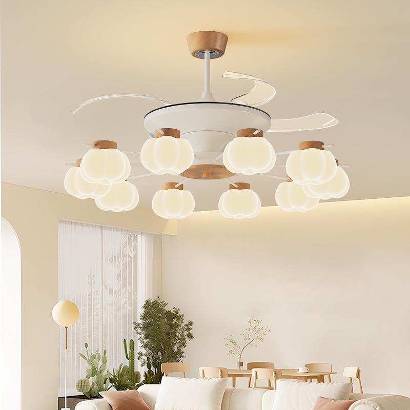 法式奶油风灯客厅大吊灯风扇原木隐中古风厅主灯6912025新款形电 - 图0