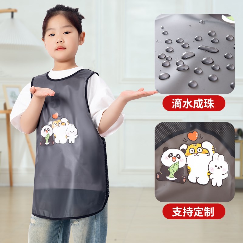 Children's waterproof apron g-style durable bib baby breathable painting clothes home brushing anti-oil custom LOG