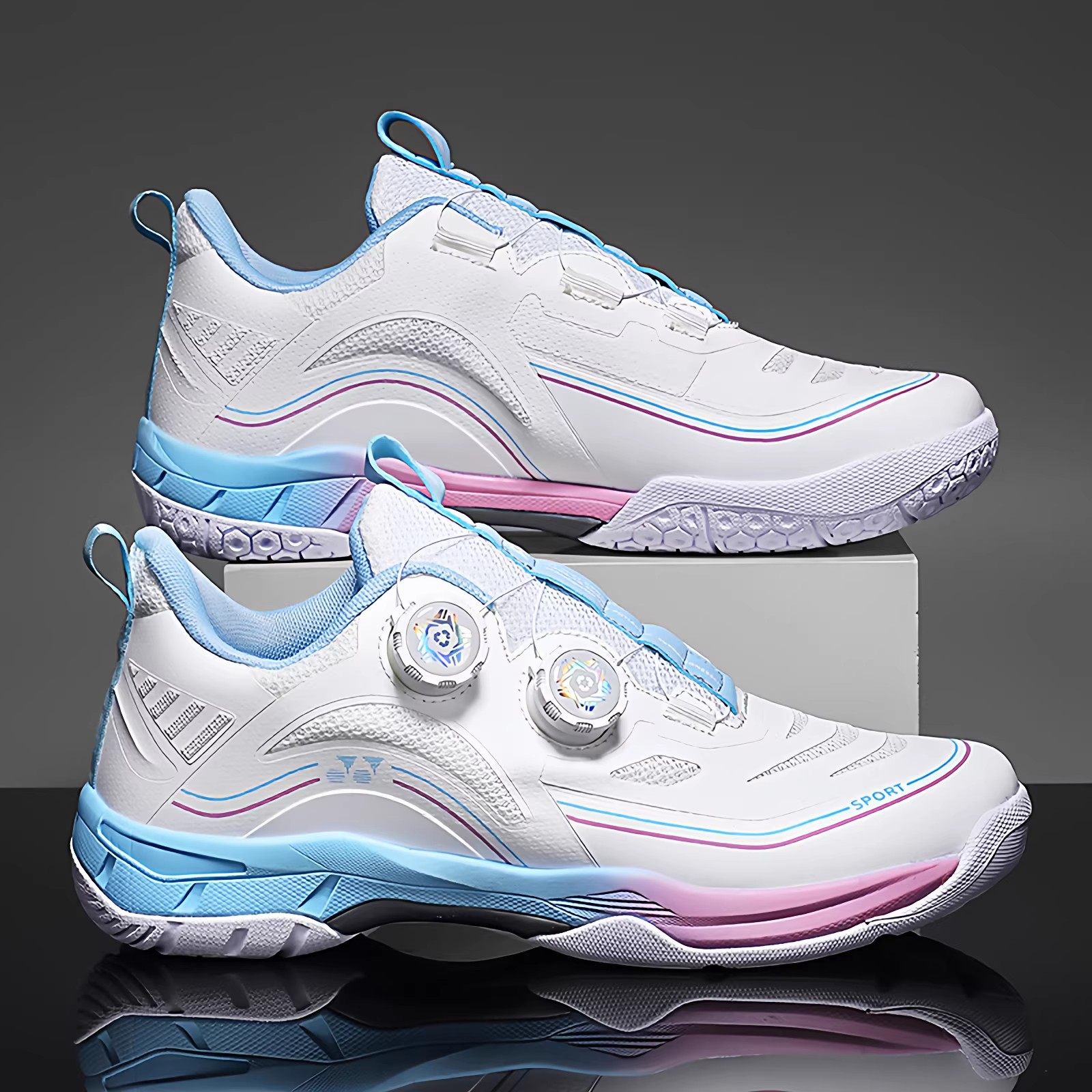 德国男款专业比赛羽毛球训练鞋旋转纽扣碳板运动鞋户外轻便网球鞋,淘宝优惠券,粉丝福利购,淘宝优惠卷