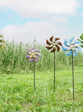 法式花园园艺风车庭院菜地装饰家居饰品户外景观铁艺落地造景摆件