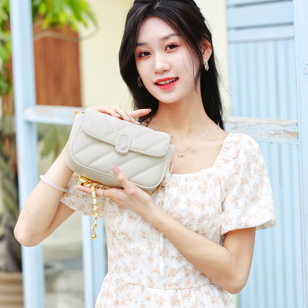 Disney迪士尼2026春夏新款小香风菱格链条包女百搭单肩斜挎小方包