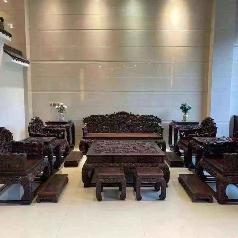 老挝大红酸枝清式宝座沙发红木家具大户型交趾黄檀沙发十三件套,淘宝优惠券,粉丝福利购,淘宝优惠卷