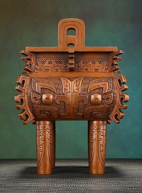 紫铜鼎摆件紫铜禹方鼎中式家居桌面装饰品客厅办公室开业乔迁礼品