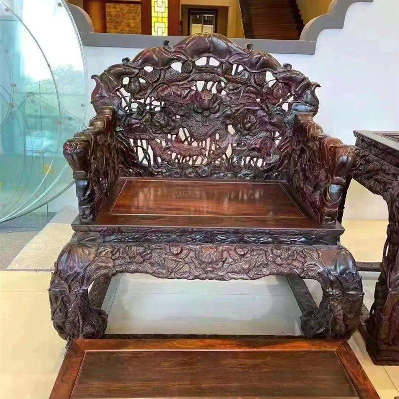 老挝大红酸枝清式宝座沙发红木家具大户型交趾黄檀沙发十三件套,淘宝优惠券,粉丝福利购,淘宝优惠卷