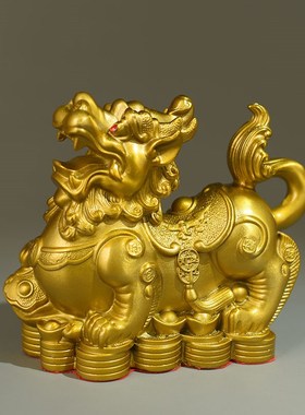 纯铜貔貅摆件金钱貔貅公母一对招财镇宅皮丘一对客厅开业礼物大号