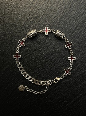 原创复古做旧十字架设计感手链