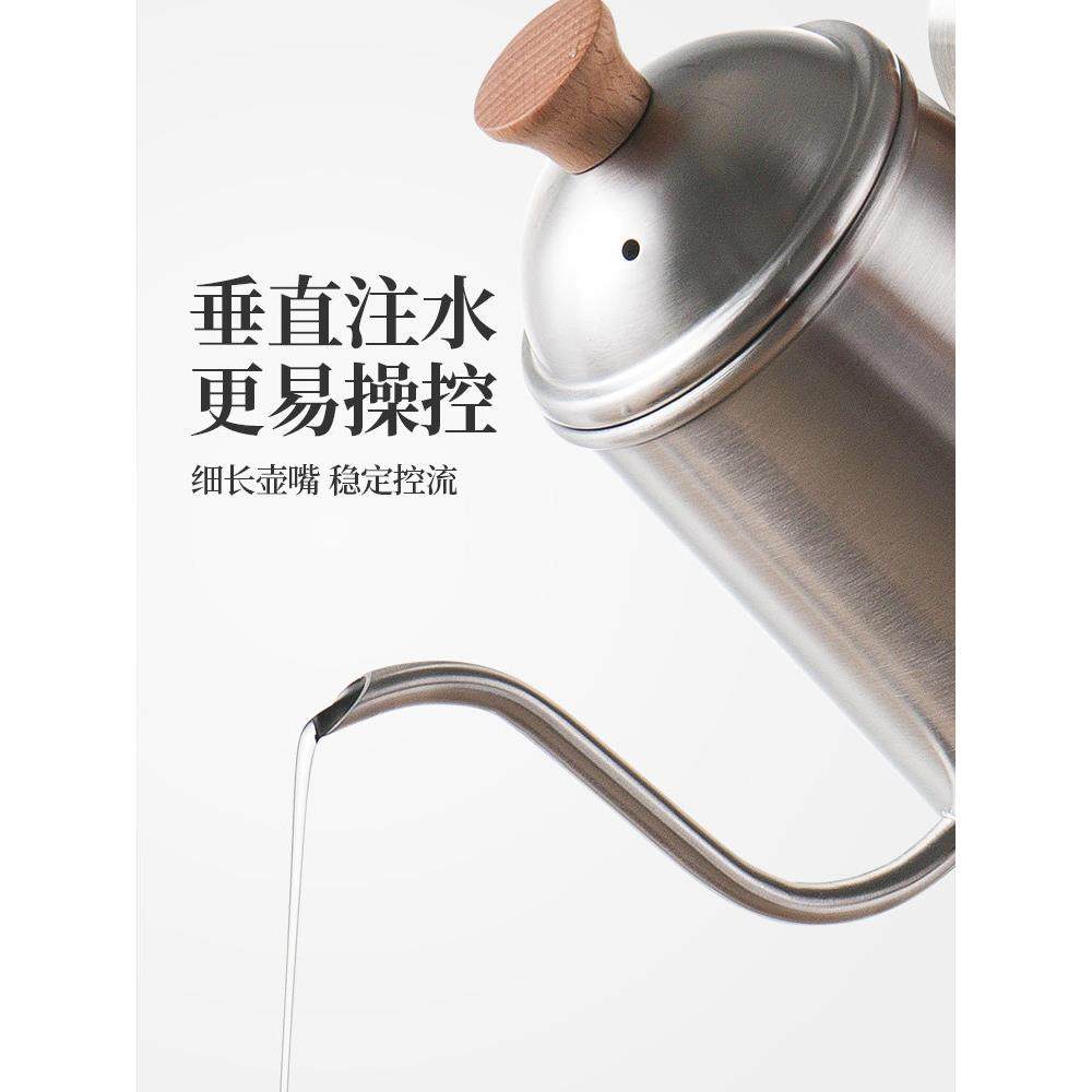 304不锈钢木柄手冲壶细口长嘴咖啡冲泡壶户外野餐明火烧水壶650ml,淘宝优惠券,粉丝福利购,淘宝优惠卷