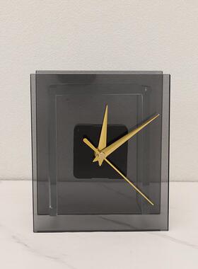 现代无障碍豪华水晶钟饰品模型室展厅家庭客厅电视柜桌面钟软装饰