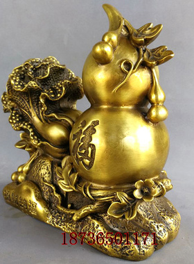 纯铜葫芦招财纳福白菜百财福字铜葫芦家居铜器家居工艺礼品摆件