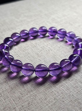 天然水晶手链乌拉圭紫水晶手链通体油亮深紫色紫水晶男女款