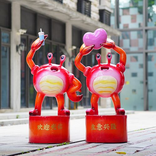 大型美食b店玻璃钢卡通小龙虾螃蟹雕塑摆件商场步行街落地工艺小 - 图1