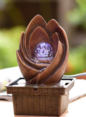 简约喷泉工艺品流水器喷泉水景装饰摆件水晶球房间布置开业小礼物