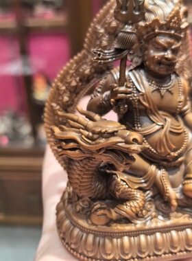 白财神/骑龙财神/藏巴拉/赞巴拉10cm紫铜佛像梵天佛堂招财摆件