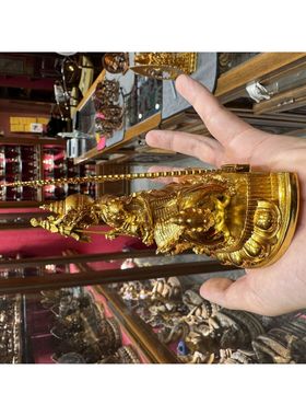 财宝天王/毗沙门/财宝大将/多闻天王/15cm 金铜佛像护法财神摆件