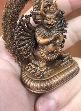 大威德金刚/独雄/独勇大威德/大威德/6cm紫铜佛像密宗佛堂摆件