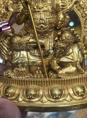财宝天王/毗沙门/财宝大将/多闻天王/15cm金铜佛像梵天财神摆件
