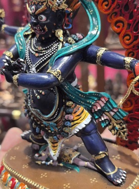 金刚手/四臂金刚手/金刚手菩萨/秘密主/恰那多杰17cm彩绘佛像摆件