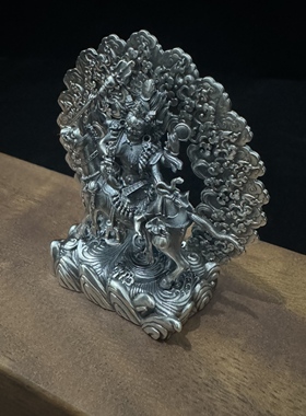 吉祥天母/班丹拉姆/拉姆/随身佛/5.5cm纯银造像慧域艺术佛堂摆件