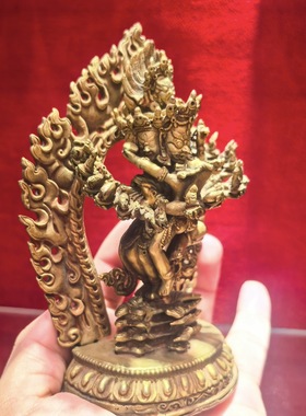 喜金刚/杰巴多杰/多吉/饮血金刚13.7cm 尼泊尔鎏金佛像佛堂摆件