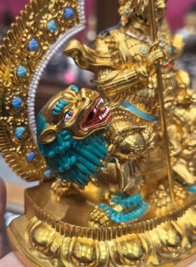 财宝天王/毗沙门/财宝大将/多闻天王/15cm 金铜佛像护法财神摆件