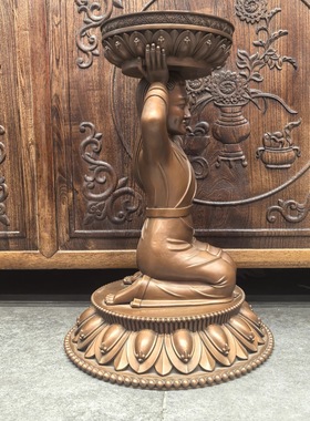 供灯/天女供灯/藏传酥油灯座/供佛灯/蜡烛台/酥油灯底座/40cm紫铜