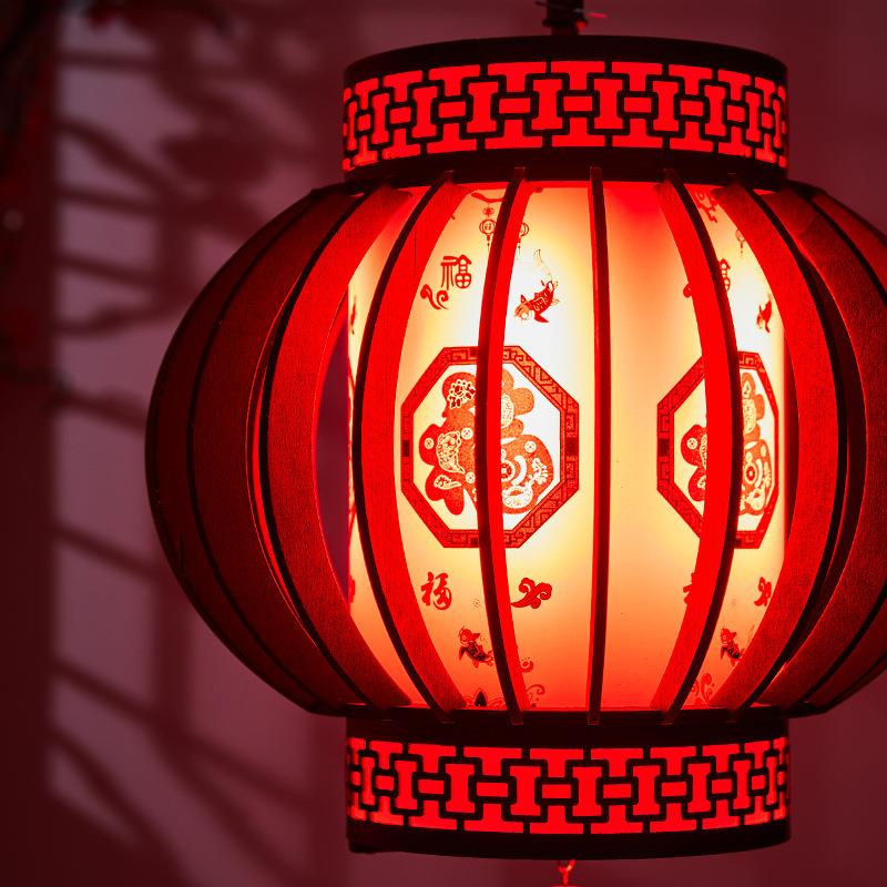 蛇年新年春节中国风复古宫灯福字流苏发光红灯笼元宵节喜庆挂饰 - 图2