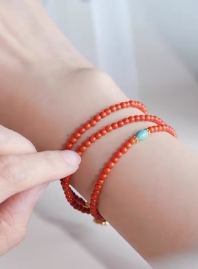 天然南红串珠绿松石项链女