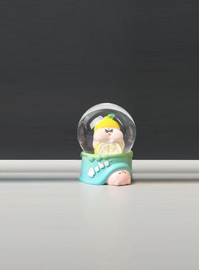 直销新款萌宠可爱呜呼猪迷你发光水晶球摆件家居卧室桌面装饰品送