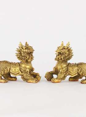 新款直销祥瑞麒麟一对铜麒麟摆件家居工艺品礼品办公室店铺摆放8