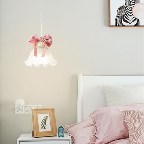 法式奶油风卧室床头吊灯儿童房女孩可爱蝴蝶结花店宿舍网红灯具 - 图3