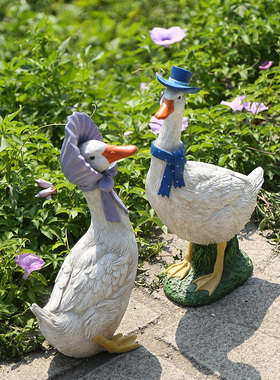 卡通鸭子装饰摆件别墅花园庭院布置户外花盆动物雕塑园林景观小品