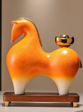 马上有钱招财摆件陶瓷马客厅玄关办公室店铺高档装饰乔迁开业礼品