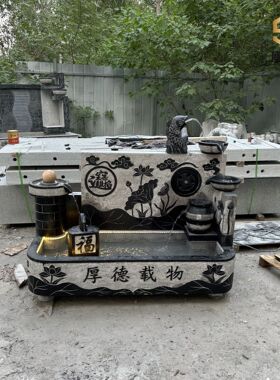 庭院流水石雕摆件青石流水鱼缸长盆高山流水厂家制作别墅庭院摆件